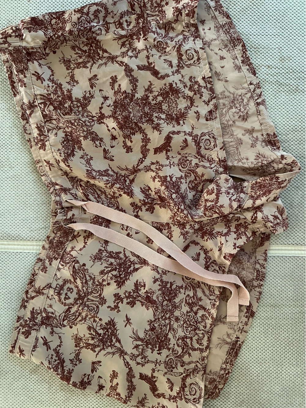 Women's silk Printed Sleep Shorts - Dusty Pink Toile